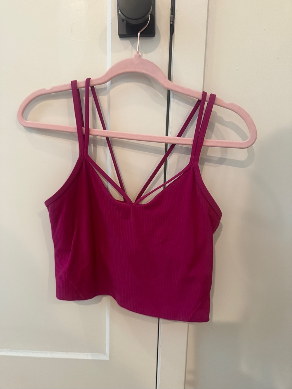 Dark Pink Ribbed Strappy Lulu Align Top